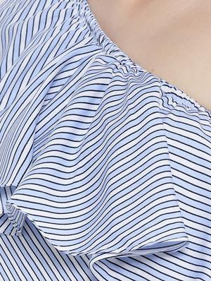 blue striped single shoulder dress - 15041399 - Standard Image - 5