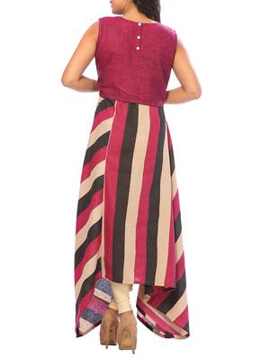 magenta cotton asymmetric kurta - 15042324 - Standard Image - 3