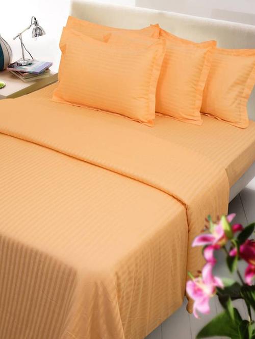 self striped single bedsheet with 2 pillow covers - 15042556 - Standard Image - 1