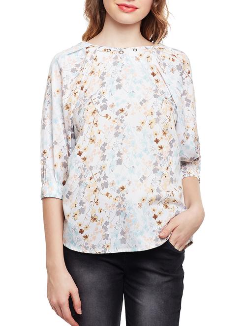 round neck floral asymmetric top - 15042627 - Standard Image - 1