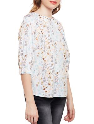 round neck floral asymmetric top - 15042627 - Standard Image - 2
