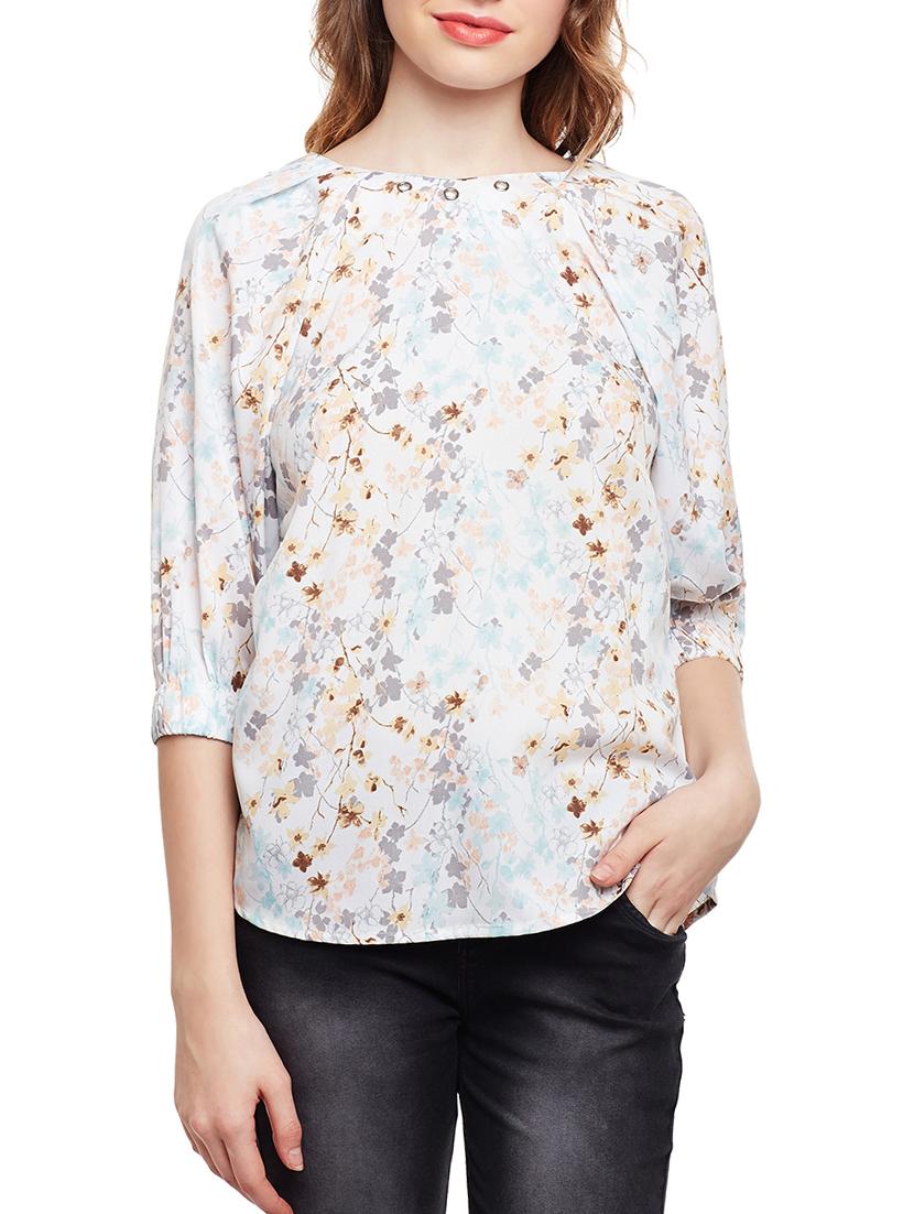 round neck floral asymmetric top - 15042627 - Zoom Image - 1