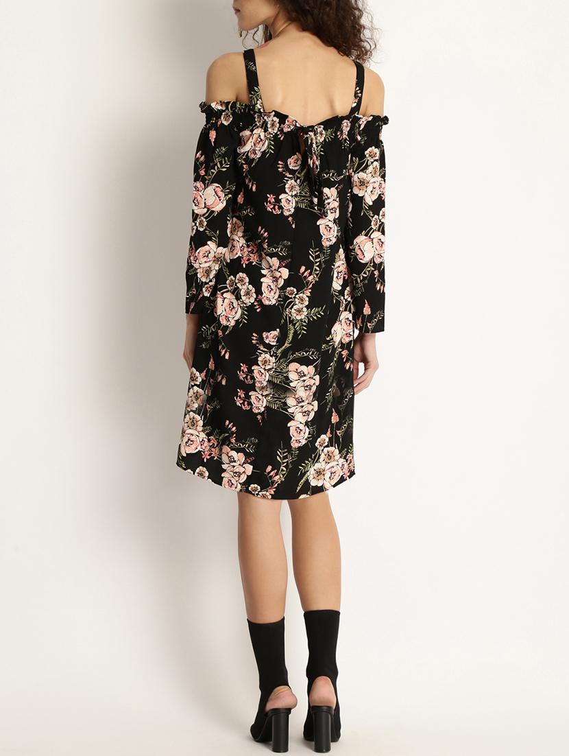 black floral print a-line dress - 15042829 - Zoom Image - 3