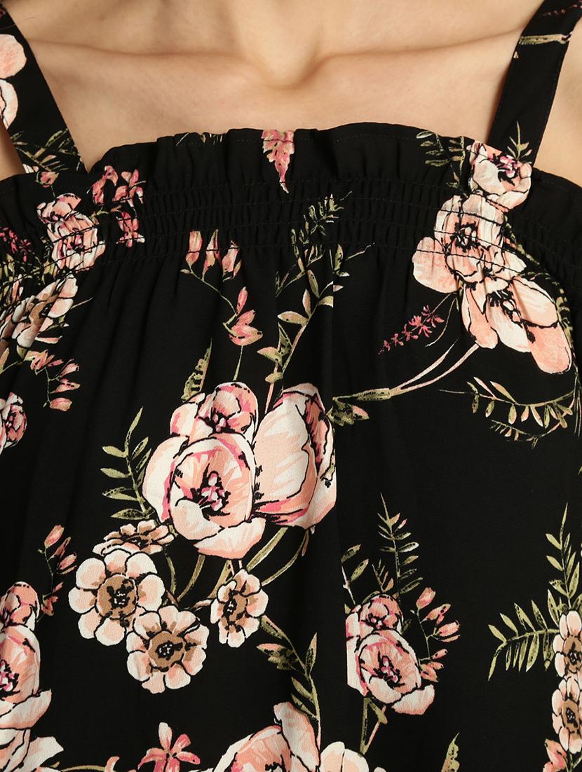 black floral print a-line dress - 15042829 - Zoom Image - 5