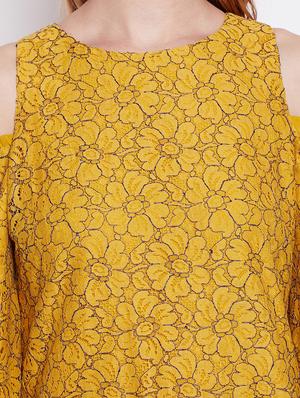 yellow printed cotton a-line dress - 15042845 - Standard Image - 5