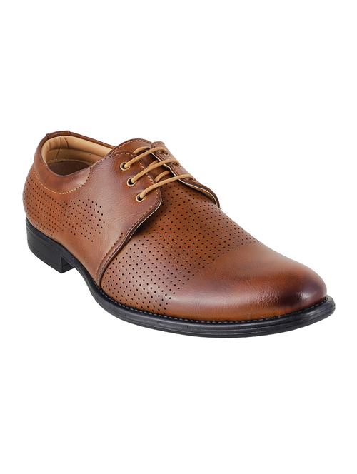 tan leatherette lace-up derby - 15043088 - Standard Image - 1