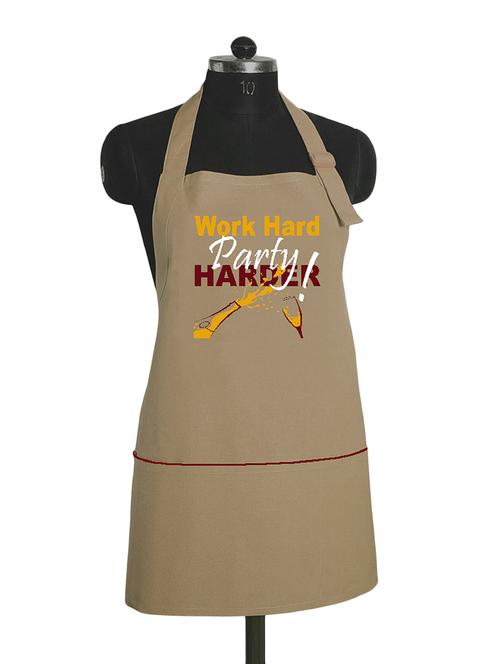 brown and orange colour printed cotton apron - 15043215 - Standard Image - 1