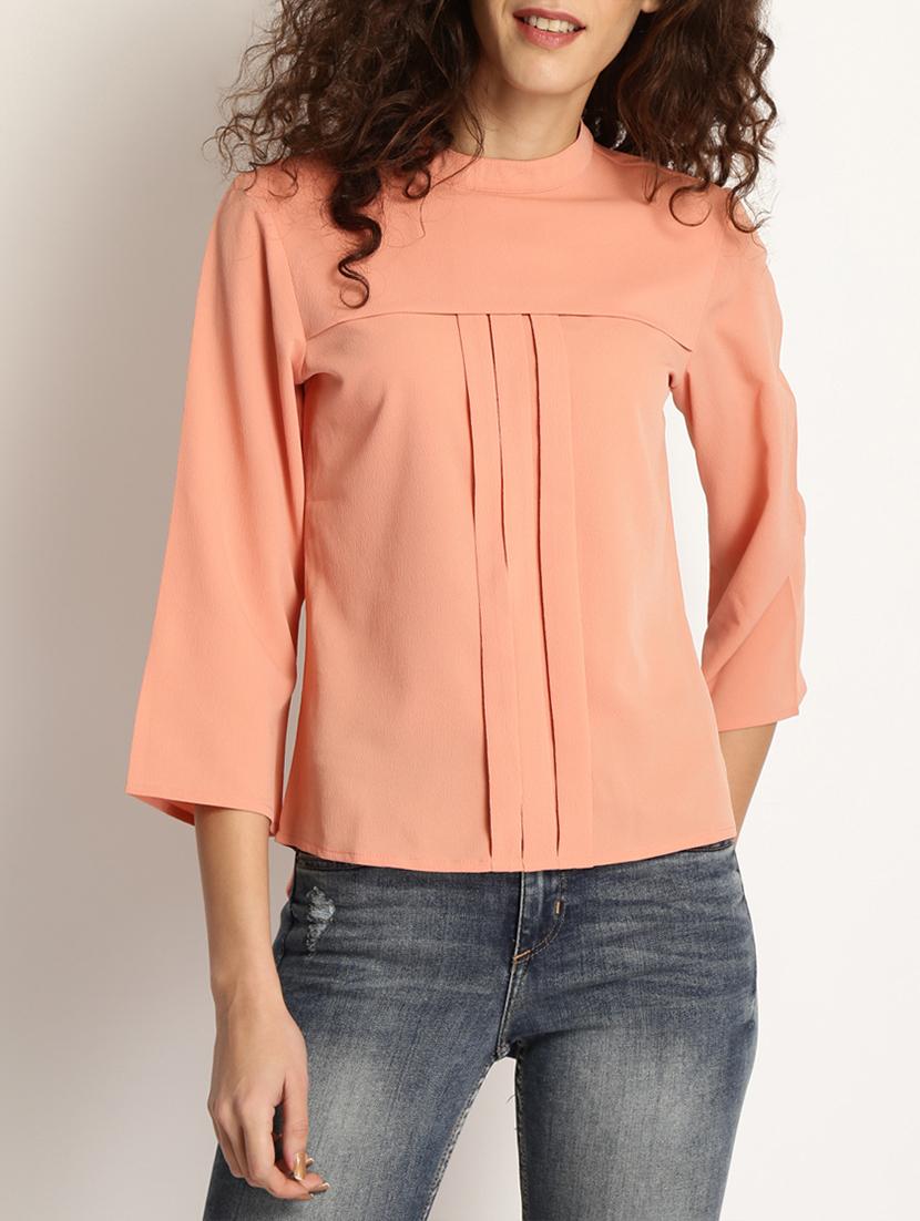 mock neck pleat detail top - 15044337 - Zoom Image - 1