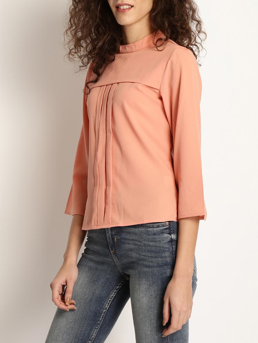mock neck pleat detail top - 15044337 - Zoom Image - 2