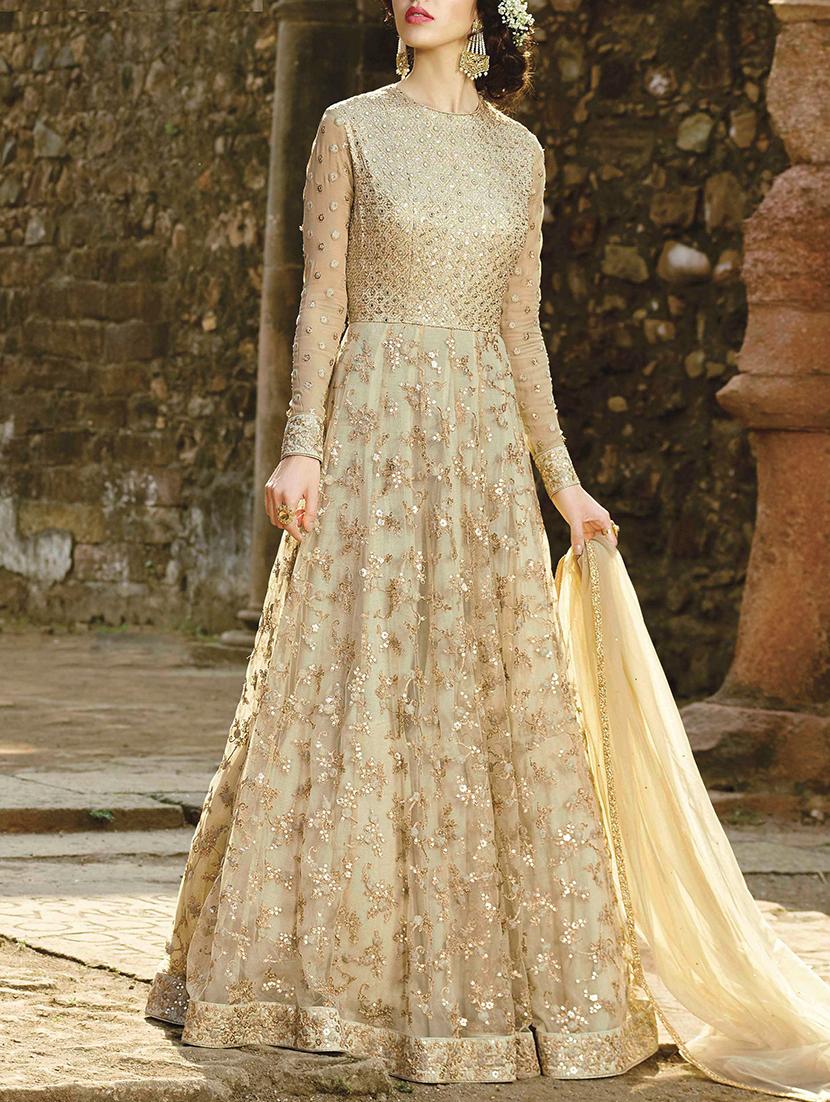 Embroidered semi-stitched anarkali suit - 15046038 - Zoom Image - 1
