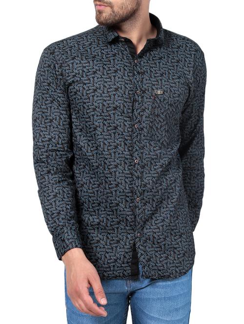 black cotton casual shirt - 15046068 - Standard Image - 1