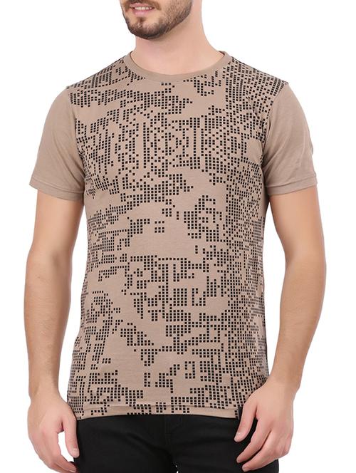 brown front print t-shirt - 15046236 - Standard Image - 1