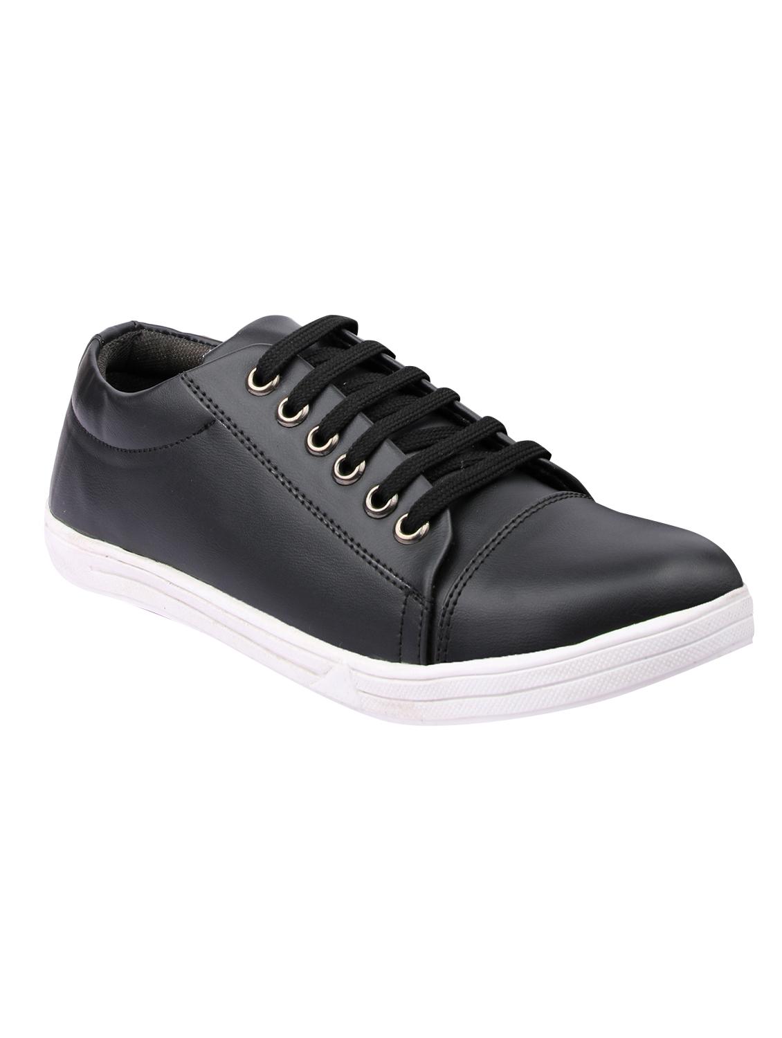 black leatherette lace up sneaker - 15046414 - Zoom Image - 1