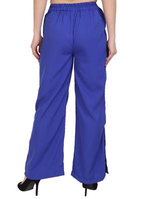 solid blue crepe palazzo - 15046799 - Standard Image - 3