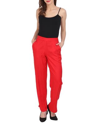 solid red rayon palazzo - 15046801 - Standard Image - 4