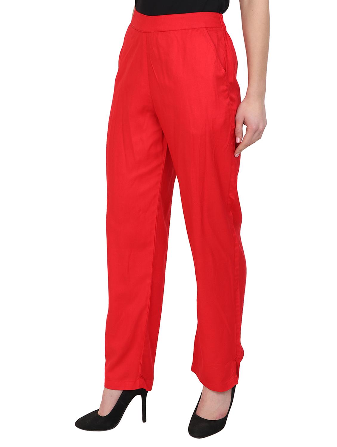 solid red rayon palazzo - 15046801 - Zoom Image - 2