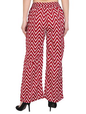 red chevron crepe palazzo - 15046806 - Standard Image - 3