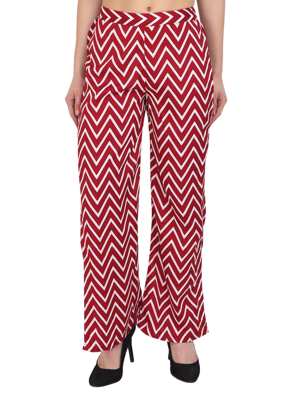 red chevron crepe palazzo - 15046806 - Zoom Image - 1