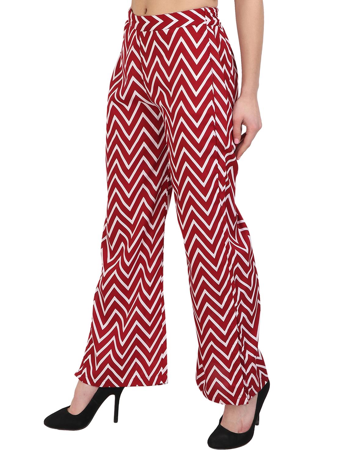 red chevron crepe palazzo - 15046806 - Zoom Image - 2