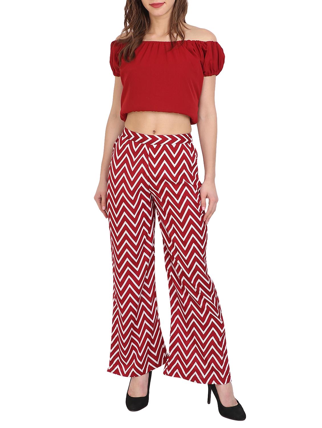 red chevron crepe palazzo - 15046806 - Zoom Image - 4