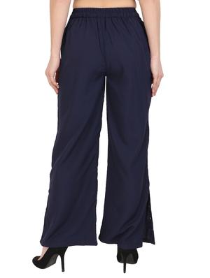 navy blue crepe palazzo - 15046808 - Standard Image - 3