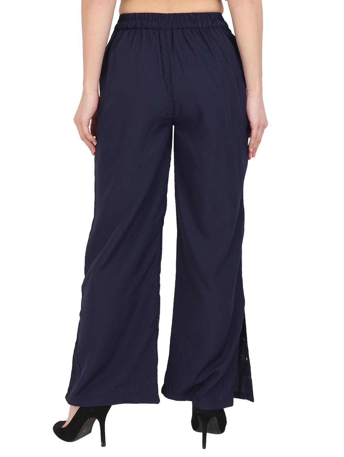 navy blue crepe palazzo - 15046808 - Zoom Image - 3