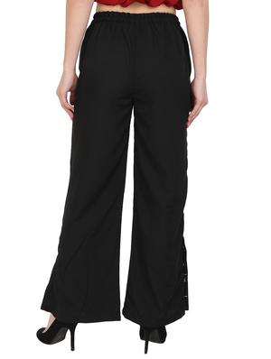 solid black crepe palazzo - 15046809 - Standard Image - 3