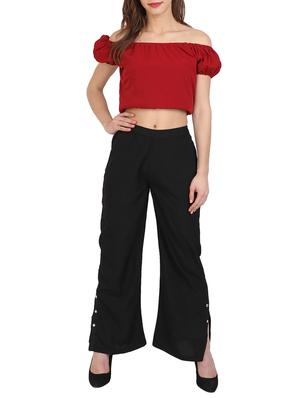 solid black crepe palazzo - 15046809 - Standard Image - 4