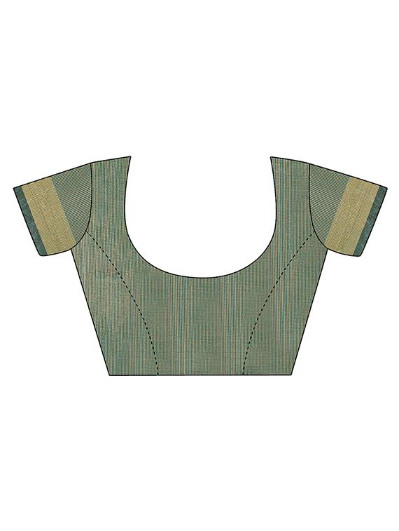 turquoise cotton bordered saree with blouse - 15046858 - Zoom Image - 2