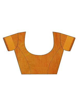 orange cotton bordered saree with blouse - 15046859 - Standard Image - 2