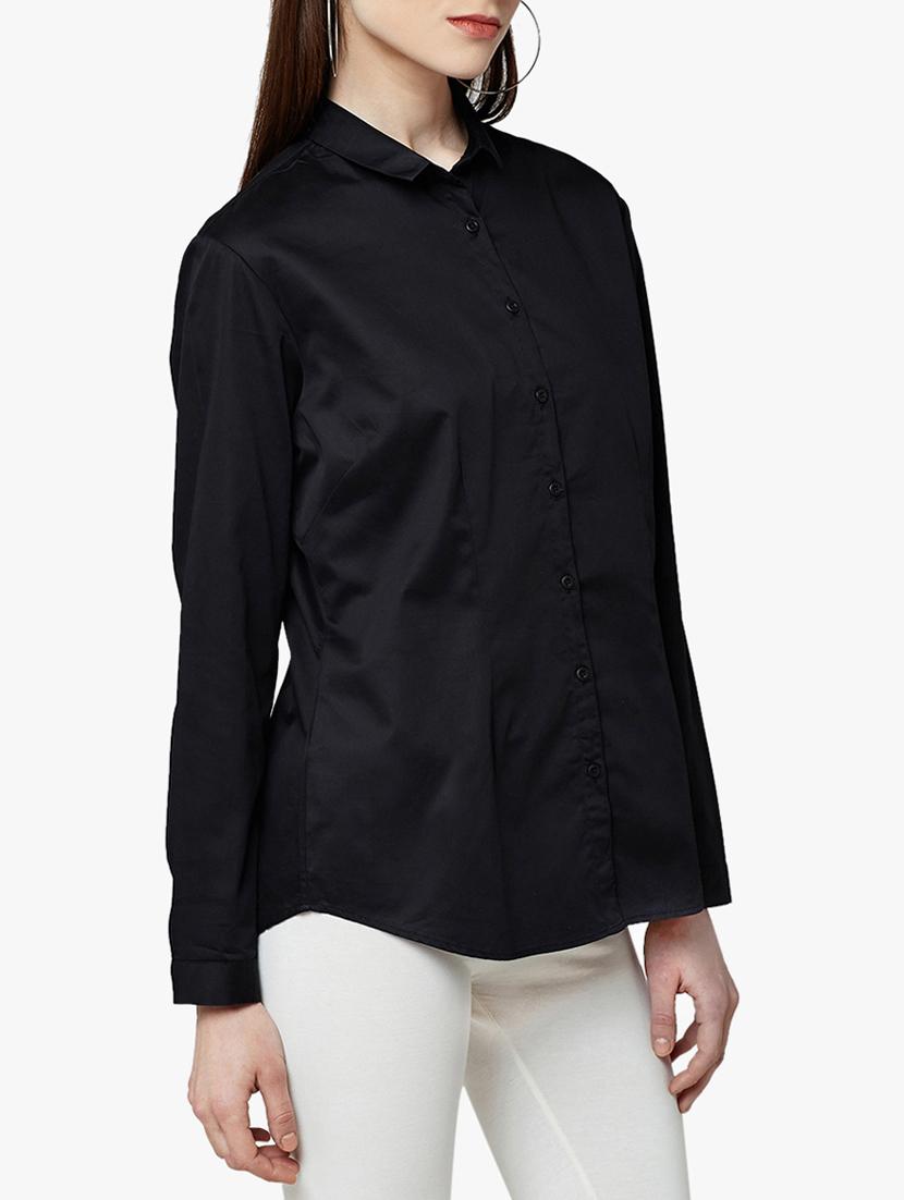 solid black cotton shirt - 15047069 - Zoom Image - 2