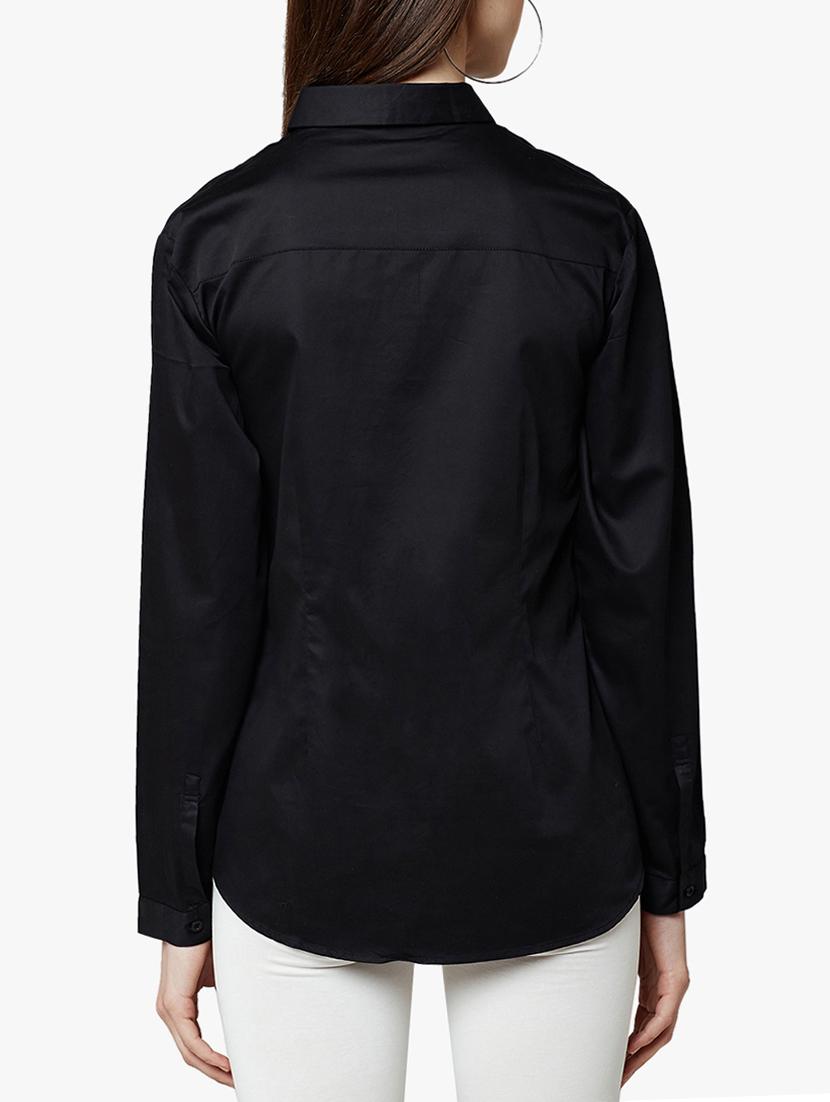 solid black cotton shirt - 15047069 - Zoom Image - 3