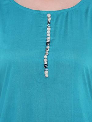 sky blue straight printed sleeves kurta - 15047093 - Standard Image - 4