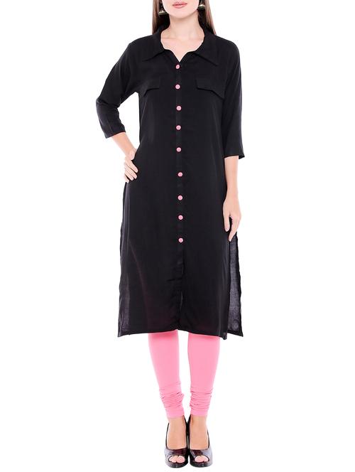 straight slit button placket kurta - 15047152 - Standard Image - 1