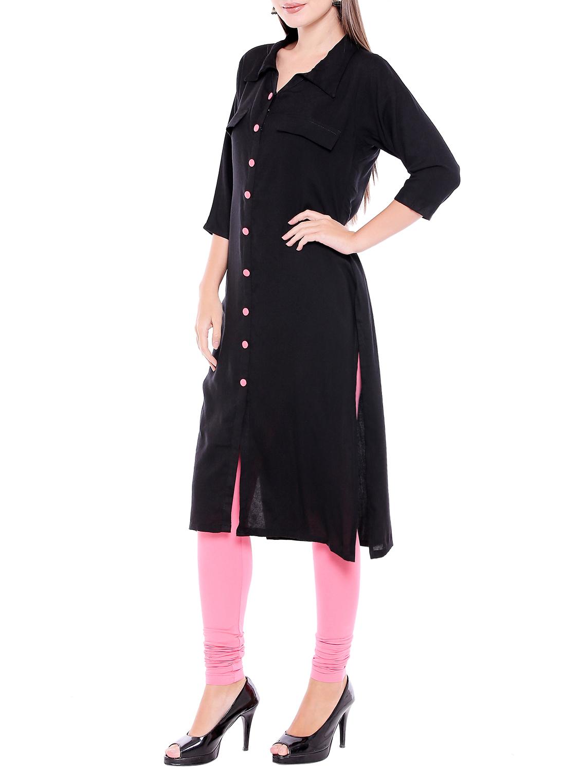 straight slit button placket kurta - 15047152 - Zoom Image - 2