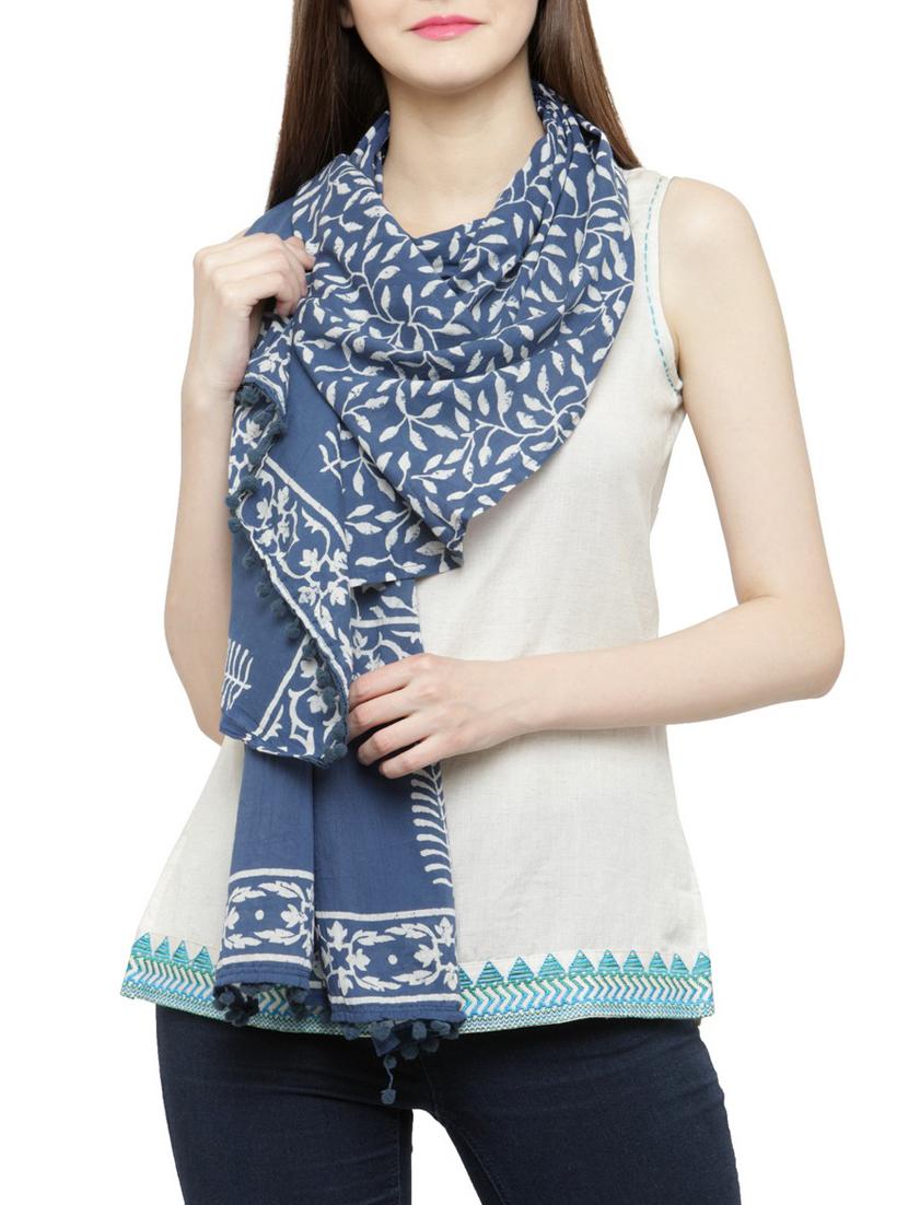 blue cotton stole - 15047477 - Zoom Image - 1