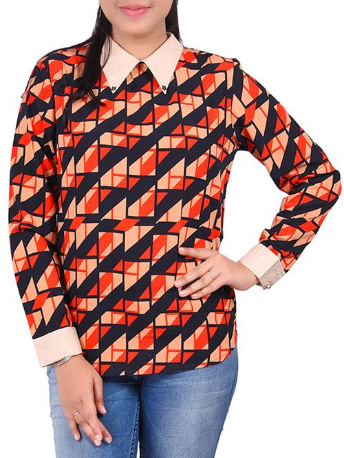 orange printed top - 15047549 - Standard Image - 1