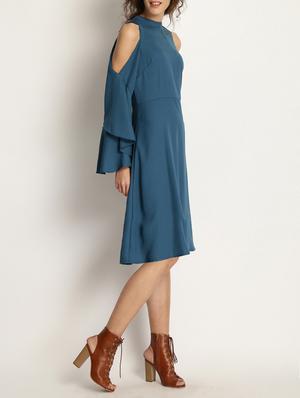 blue solid a-line dress - 15048179 - Standard Image - 2