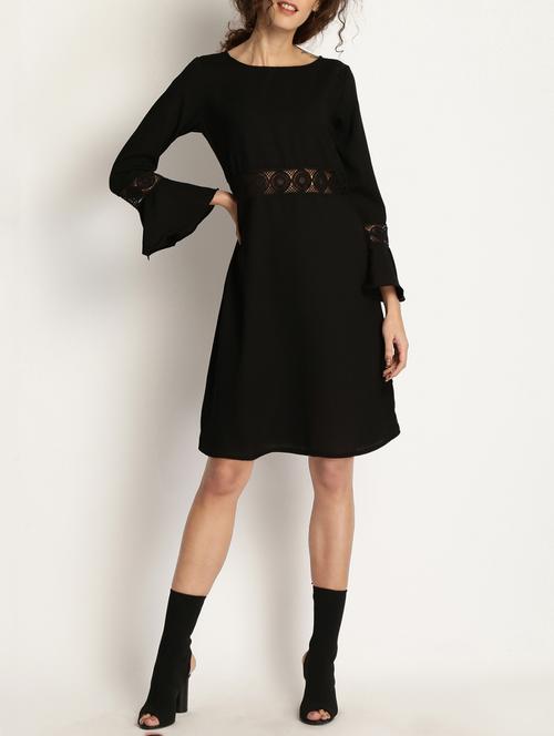 black solid a-line dress - 15048182 - Standard Image - 1
