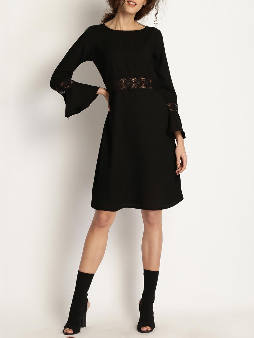 black solid a-line dress - 15048182 - Zoom Image - 1
