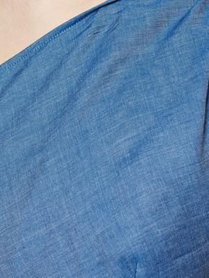blue cotton single shoulder dress - 15048191 - Standard Image - 4