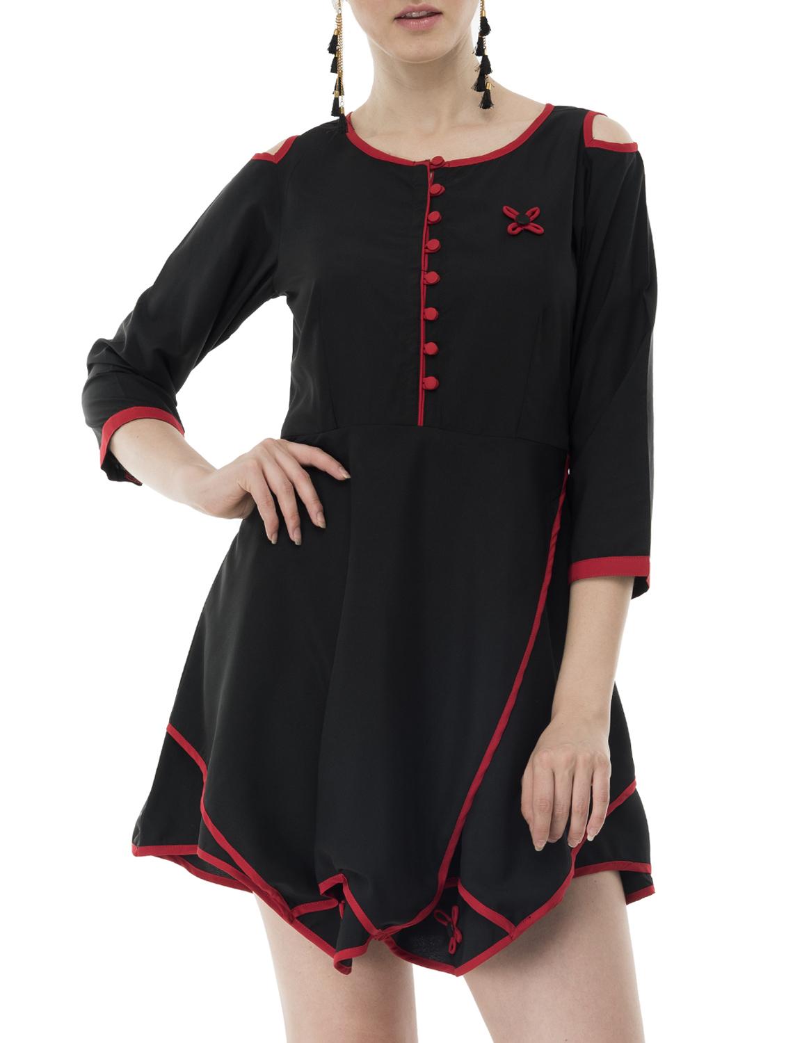 black crepe asymmetric dress - 15048291 - Zoom Image - 1