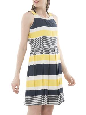 navy blue crepe fit & flare dress - 15048294 - Standard Image - 2