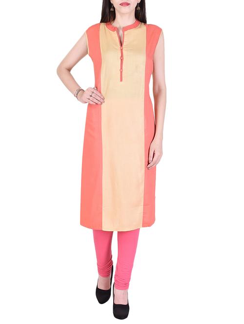 pink viscose straight kurta - 15048400 - Standard Image - 1