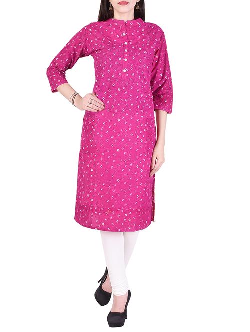 pink cotton straight kurta - 15048404 - Standard Image - 1