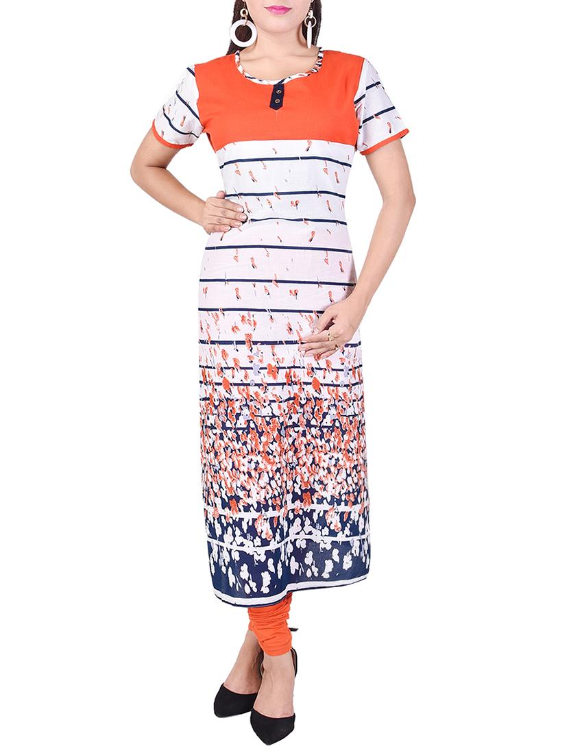 white rayon straight kurta - 15048405 - Zoom Image - 1