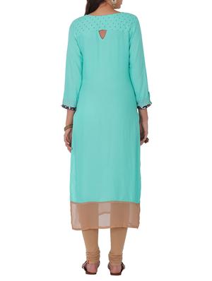 blue rayon straight kurta - 15048735 - Standard Image - 3