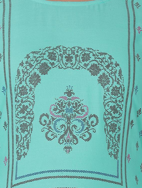 blue rayon straight kurta - 15048735 - Zoom Image - 4