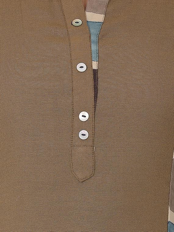 brown viscose highlow kurta - 15048741 - Zoom Image - 4