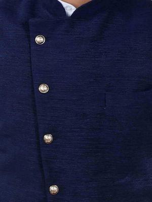 blue cotton nehru jacket - 15048767 - Standard Image - 4
